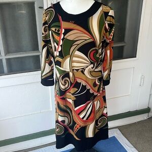 Y2K 4P Graphic Geometric Print Multi-Color Dress